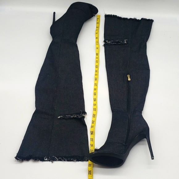 LILANA JEANS BOOTS SIZE 8 1/2 COLOR BLACK 30 INCHES TALL ( OVER THE KNEES BOOTS - Picture 4 of 13